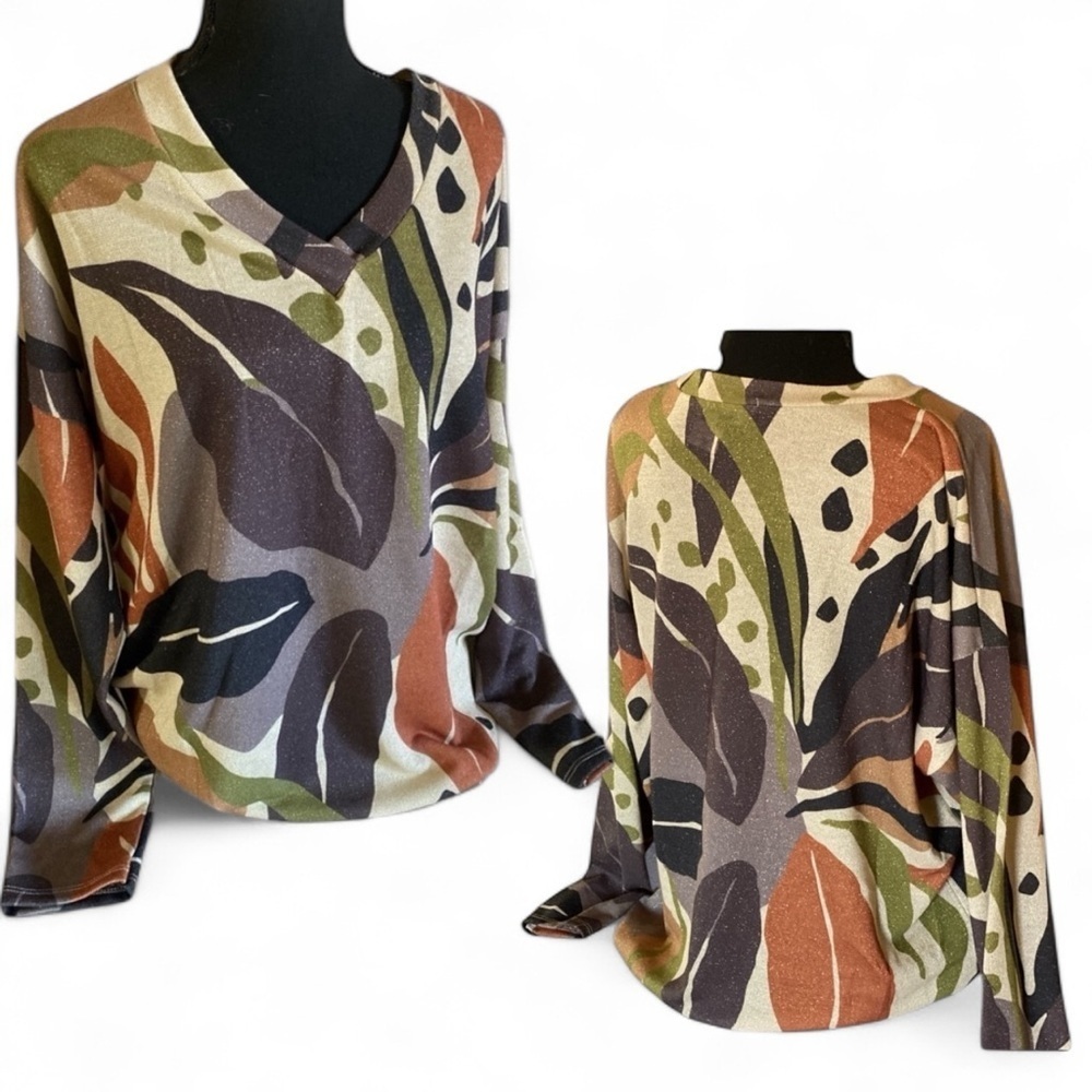 Floral Ashley Shimmering Safari Set Women’s Size XL NWT Long Sleeves Long Pants - Picture 7 of 12